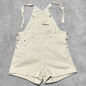 Vintage Bongo White Denim Shortalls 90s Y2K Retro Overalls Size Medium